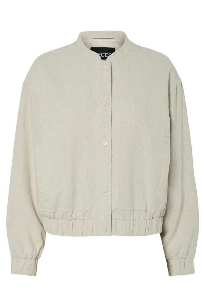 PCTOLLY LINEN BOMBER JACKET 17158115 SILVER CLOUD